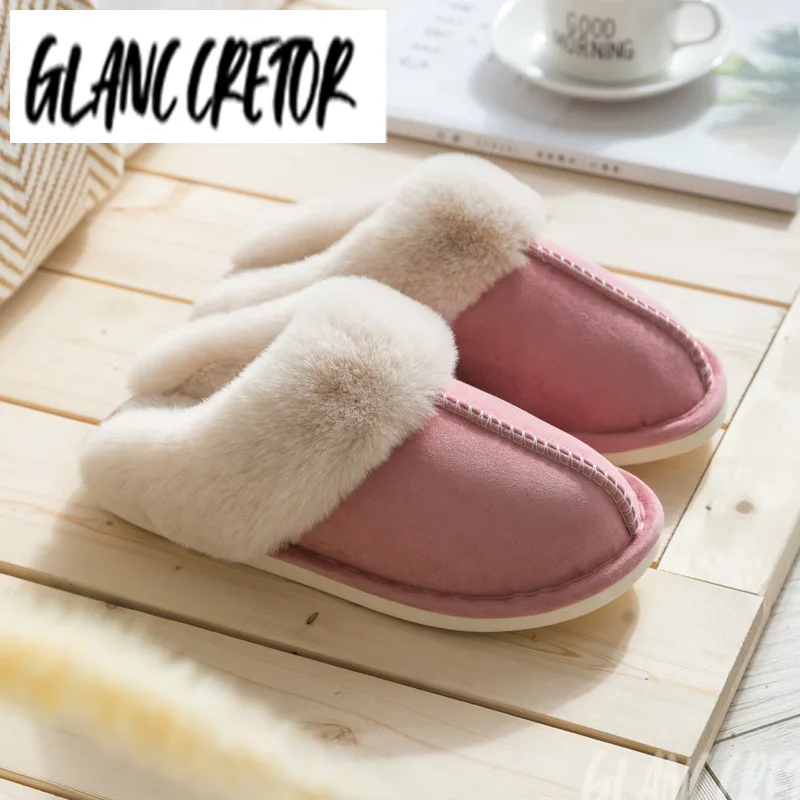 

Plush Home Indoor Slippers Women Winter warm cotton slippers Light Weight Soft Comfortable Winter men slides plush Shoes Lady