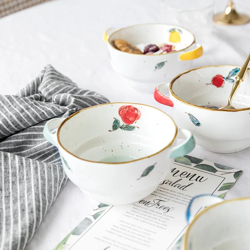 Японский бинауральные Керамика чаша ретро-емкость с ручкой 6-дюймовый бытовой