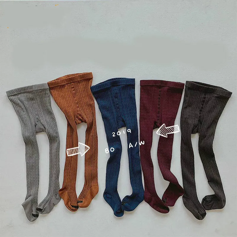 Осенние детские колготки трикотажные хлопковые для девочек чулки малышей