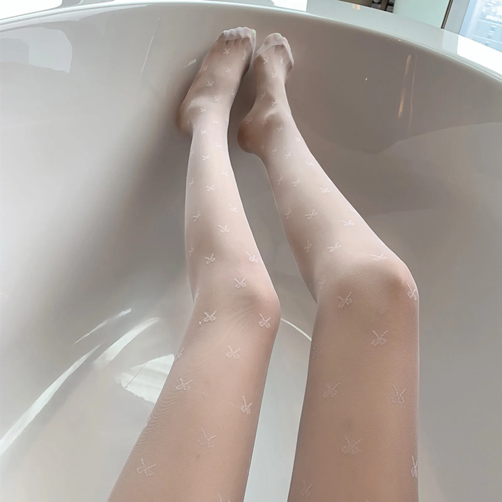 Женские Кружевные Прозрачные шелковые чулки с бантом подтяжки высоким