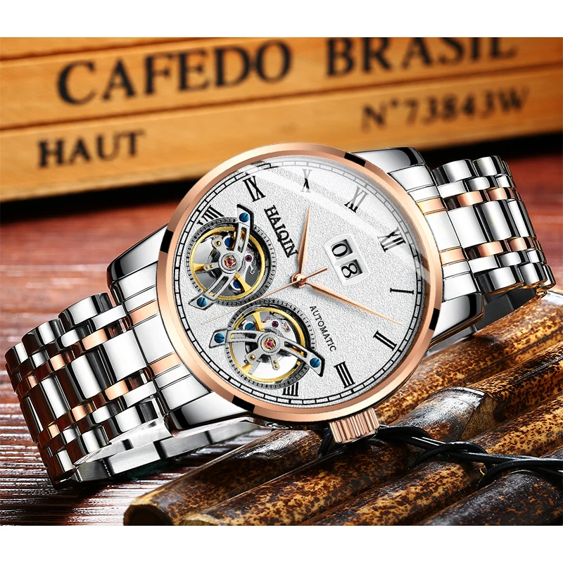 Часы наручные HAIQIN Мужские механические люксовые брендовые автоматические