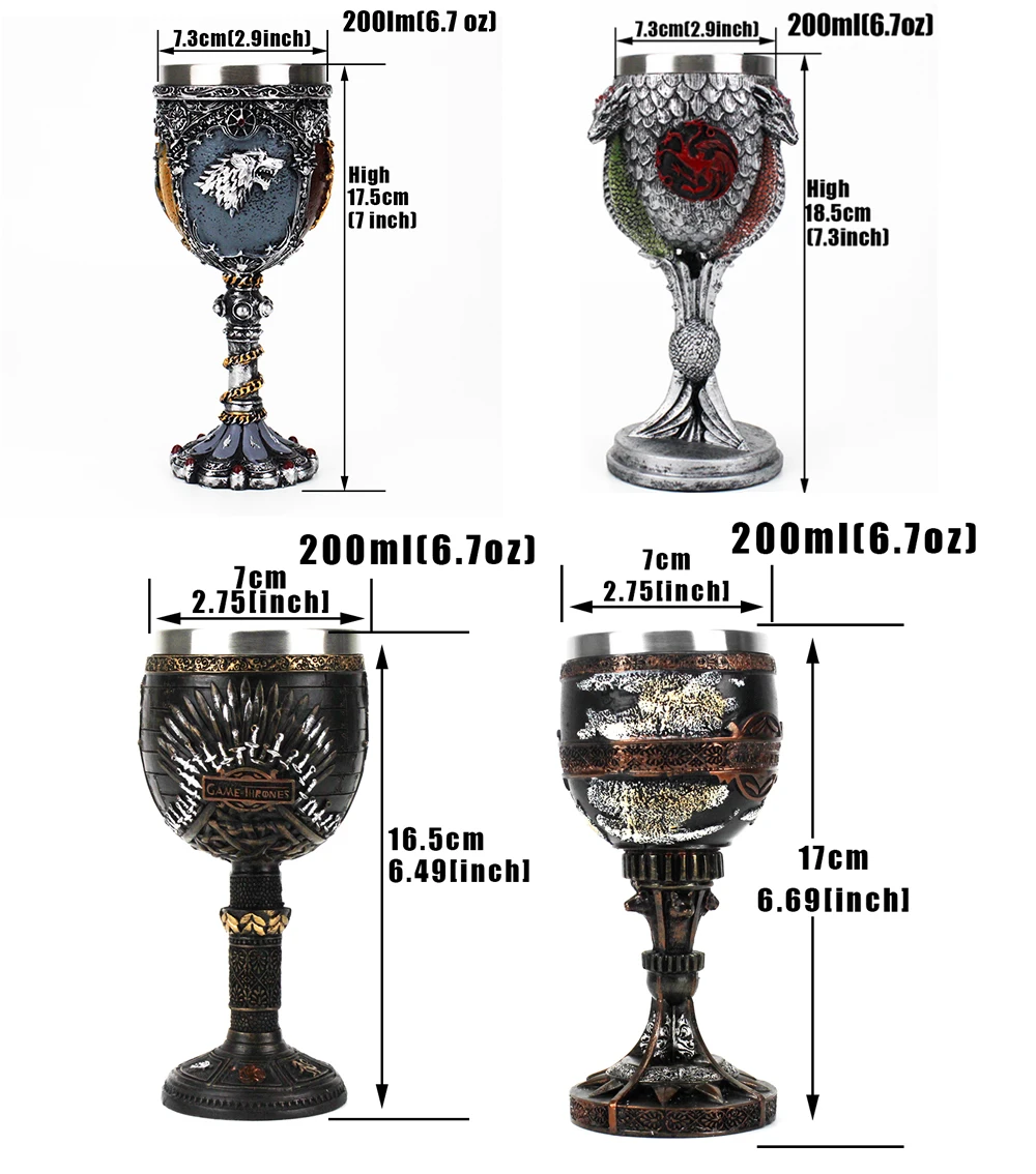 Игра трон кубок бокал для вина дом Старк легенды мечи Viserion белый ходунки Кубок подарок на Рождество, Хэллоуин