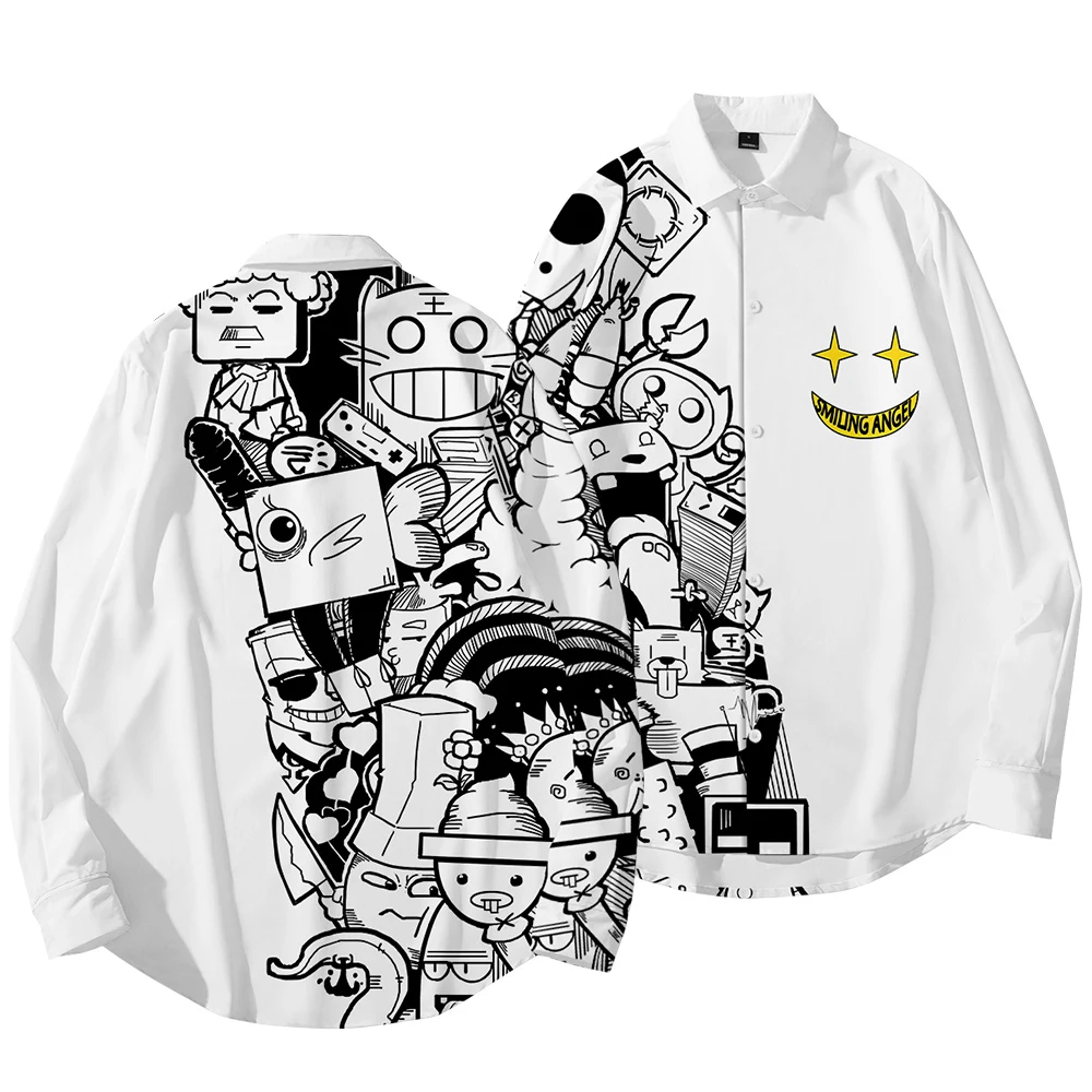 

Men's Shirt Fashion Long Sleeve Shirts Fashion Harajuku Original comics Blouses Casual Buttons Cardigan Women shirt Top Plussize