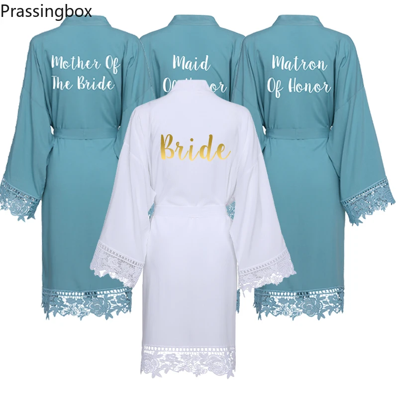 Халат женский кружевной из вискозы, с принтом для невесты, индивидуальный халат для подружки невесты, Свадебный халат, одежда для сна, пыльн...