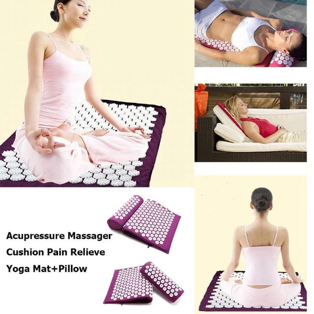 

Acupressure Mat Massage Yoga Mat Fitness Mat Relieve Stress Pain Spike Back Body Massage Home Pad Acupuncture Set Dropshiping