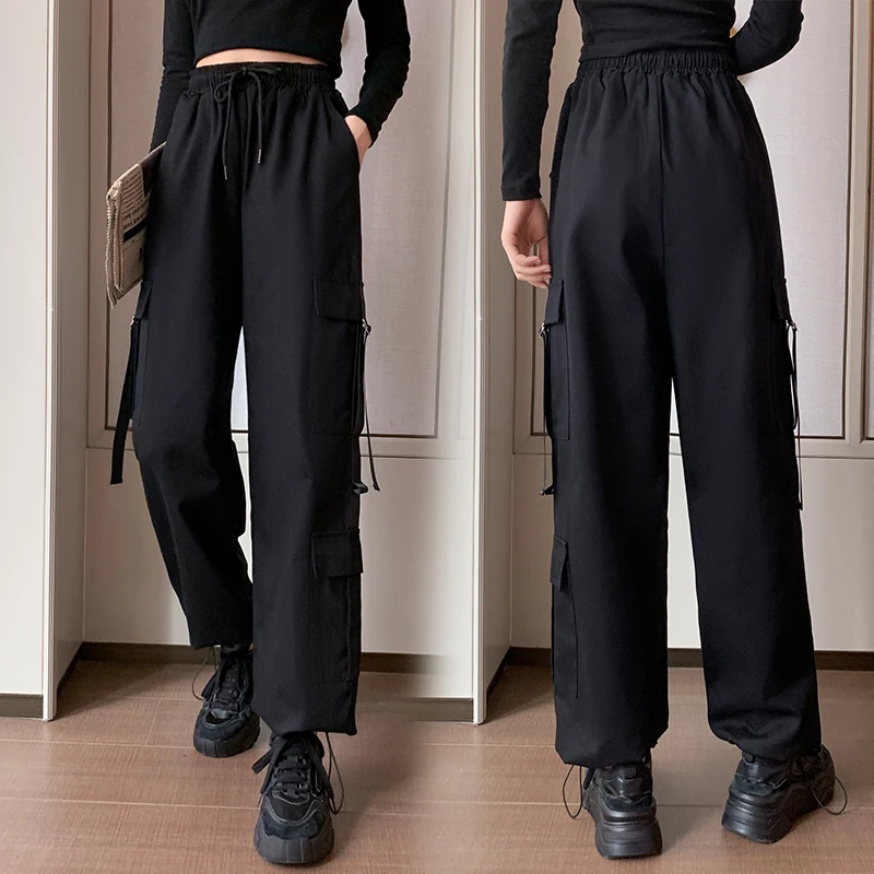 

Limiguyue Oversize Cargo Pants Women High Waist Loose Drawstring Harem Pants Casual Korean Woman Trousers Black Pantalones K182
