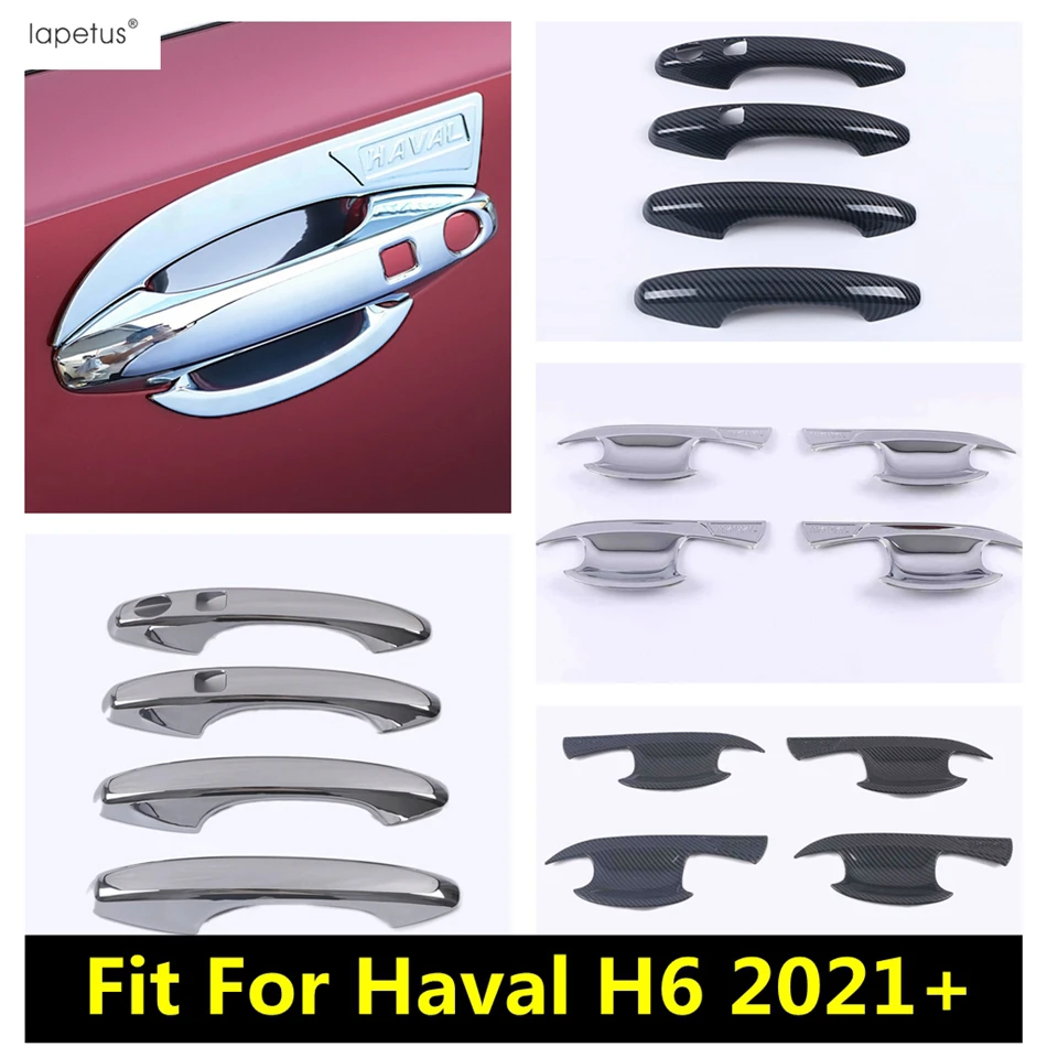 

Car Door Handle Bowl Frame Protective Decor Cover Kit Trim For Haval H6 2021 2022 ABS Chrome / Carbon Fiber Exterior Accessories
