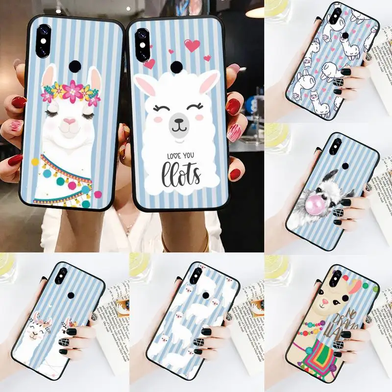 

Cute cartoon alpaca Phone Case For Xiaomi Redmi Note 4 4x 5 6 7 8 pro S2 PLUS 6A PRO