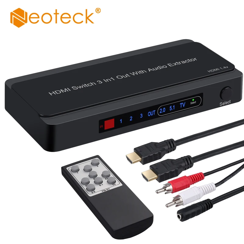 Neoteck 3x1 HDMI совместимый переключатель с аудио экстрактором конвертер аналоговый