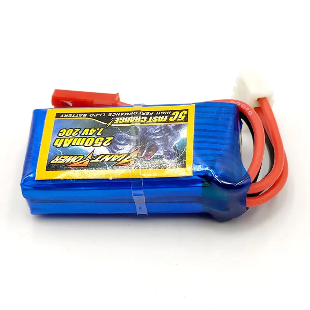 7 4 V 2S 250mAh 20C Высокая прочная производительность LiPO батарея JST разъем для микро