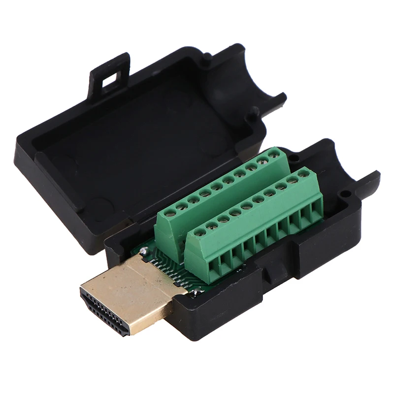 

1PC 19P HDMI-compatible Male Plug Breakout Terminals Solderless Connector With Cover New Wholesale