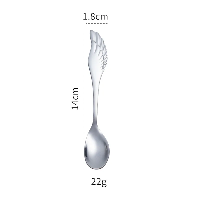 

10pcs/set Stainless Steel Fork Spoon Set Creative Wing-shaped Coffee Spoon Teaspoon Children's Dessert Spoon Kitchen Accessories