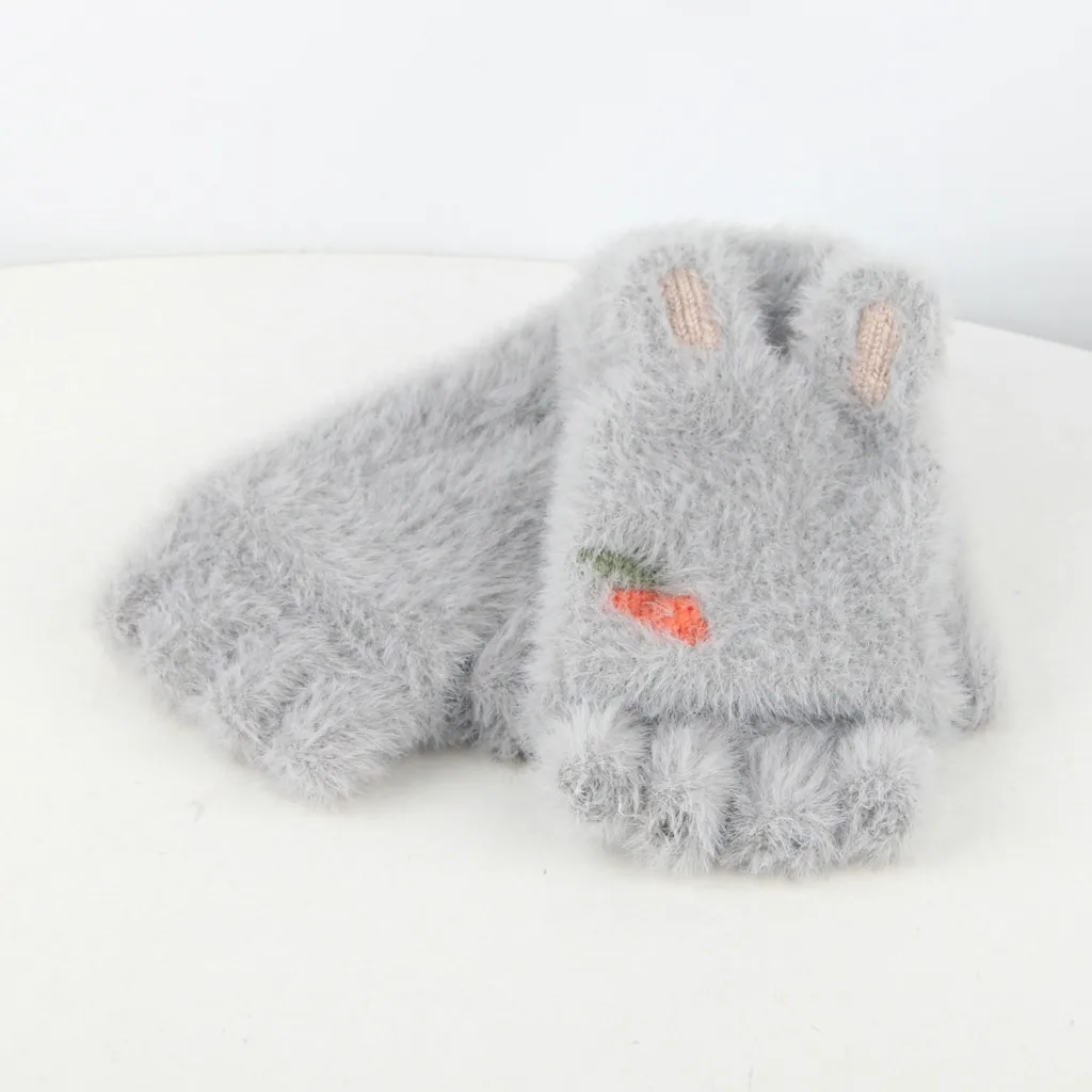 Детские зимние перчатки теплые детские из искусственного меха плюшевые с