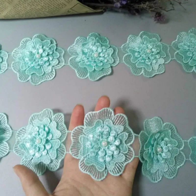 12X винтажная полиэстеровая жемчужная цветочная вышитая кружевная бейка лента