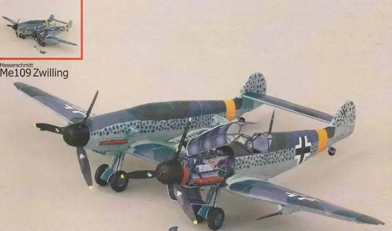

World War II German Me-109 Two-seater Fighter Paper Model DIY Handmade Military 3D Paper Model Children Adult Educational Toys