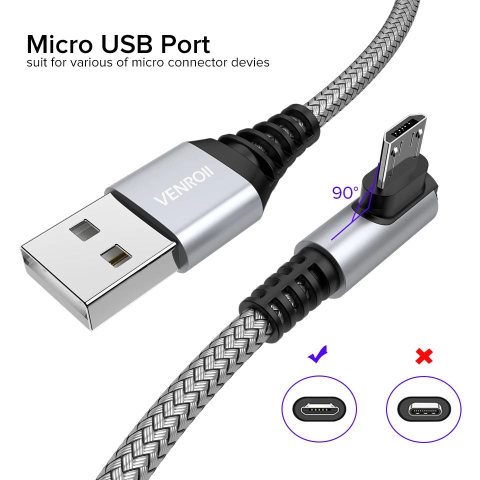Venroii Micro USB кабель синхронизации данных быстрое зарядное устройство Шнур для Xiaomi
