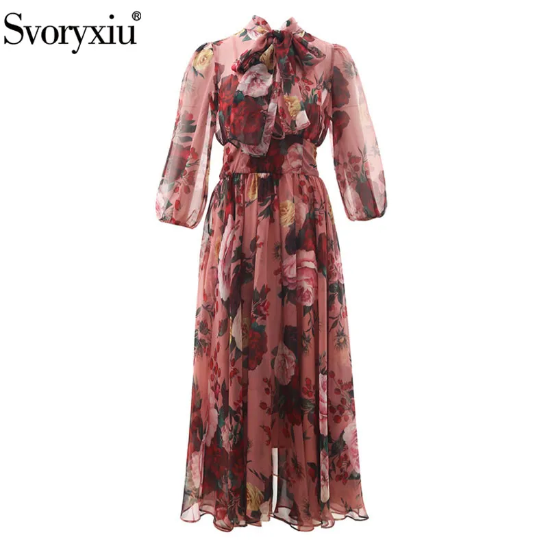 Женское шифоновое платье Svoryxiu разноцветное длинное вечернее с бантом на