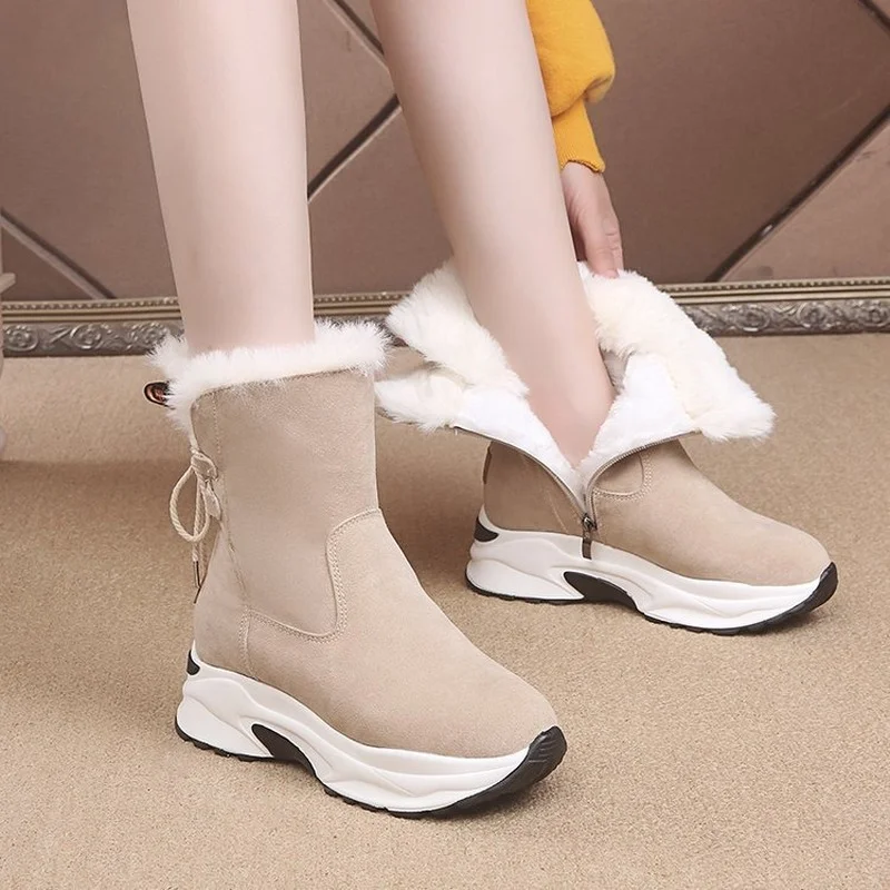 

Winter New Fashion All-match Thick-soled Mid-heel Women's Boots Comfortable Trend Round Toe Casual Martin Boots Women