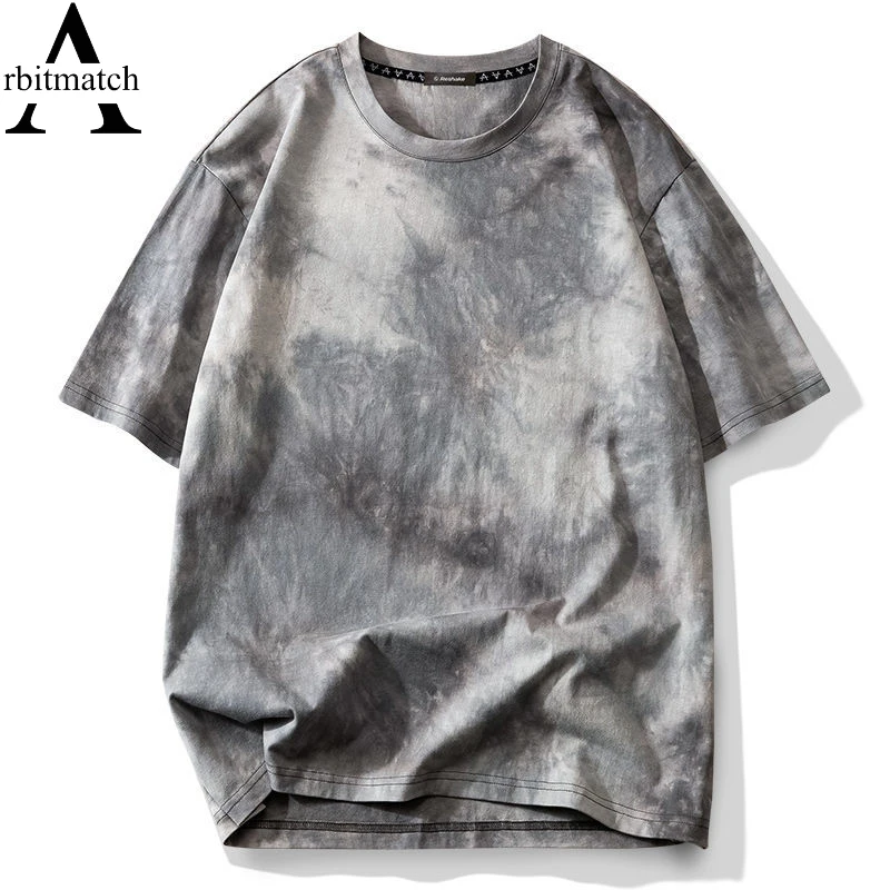

2021 Men Hip Hop Streetwear T Shirt Vintage Tie Dye Printed Red Tshirt Harajuku Cotton Loose Summer Short Sleeve T-Shirt Tops