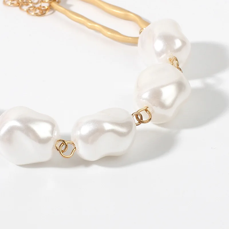 Женский браслет из сплава 2020 неправильной формы с имитацией жемчуга цепочка на