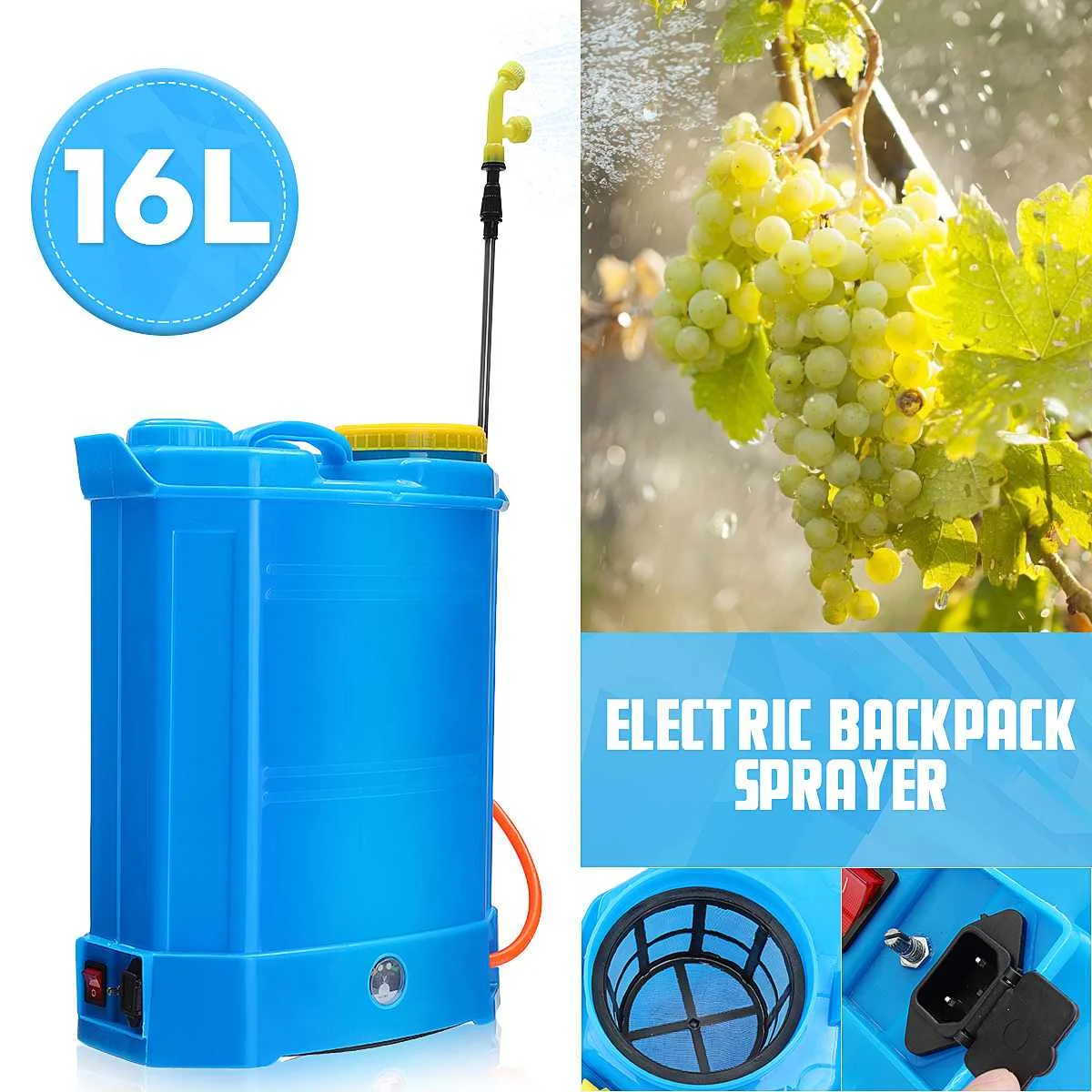

Electric Fogger Sprayer with Battery Ultra Agricultural Pesticide Dispenser Sprayer Agricultural Spray Protable 16L Capacity
