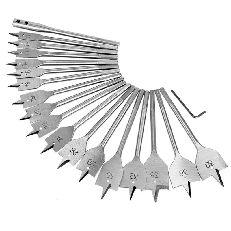 

19Pcs 11-38Mm Spade Rod Wood Drill Bit Set for Woodworking Wood Boring Drill Bit X6HC