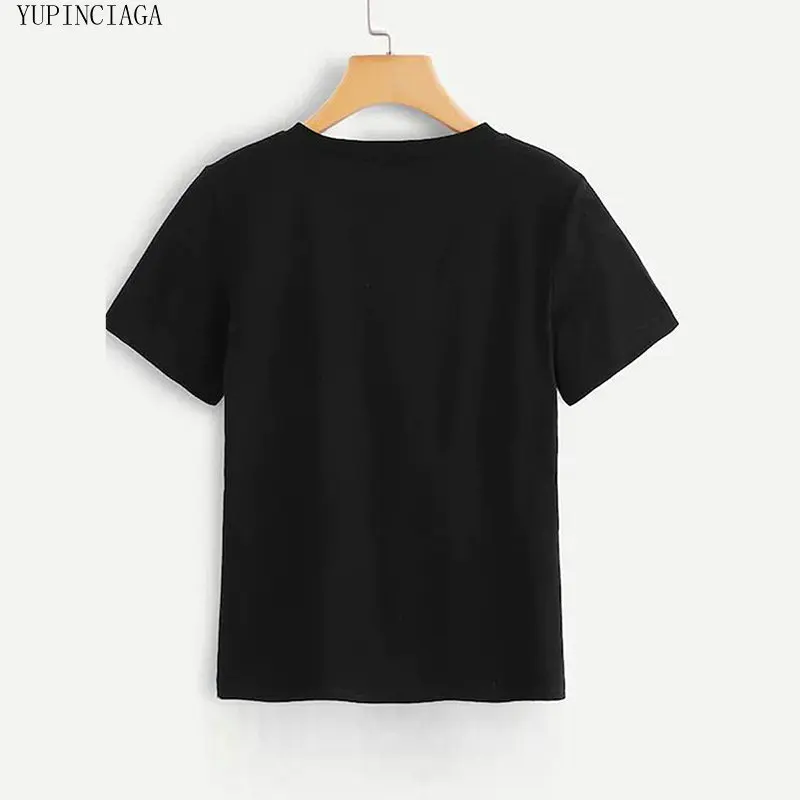 Женская футболка с коротким рукавом круглым вырезом и принтом букв | одежда