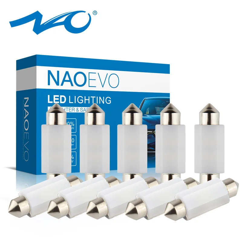 NAO 10x C5W светодиодная гирлянда 31 мм 36 мм/39 мм/41 мм C10W светодиодных фар для авто лампы автомобиля внутренний светильник SMD 3030 COB чтение купольная лампа 12V 6000K белый