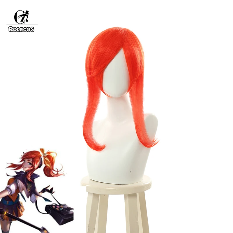 

ROLECOS Game LOL Lux Cosplay Hair Battle Academia Lux Cosplay Hair 55cm Orange Heat Resistant Synthetic Hair
