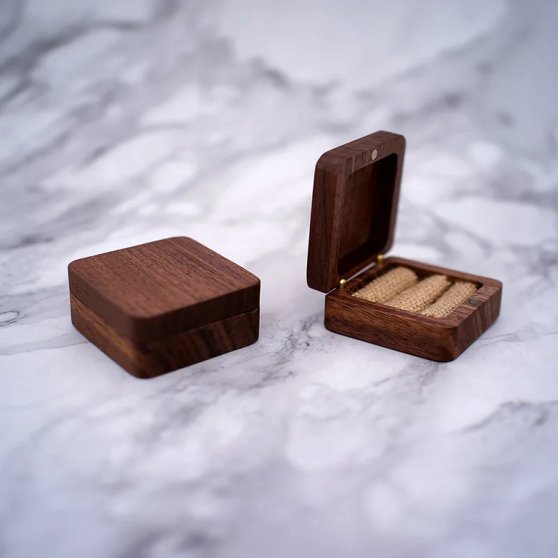 

1PC Rustic Style Portable Wooden Jewelry Box Wedding Ceremony Storage Box Ring Case Holder