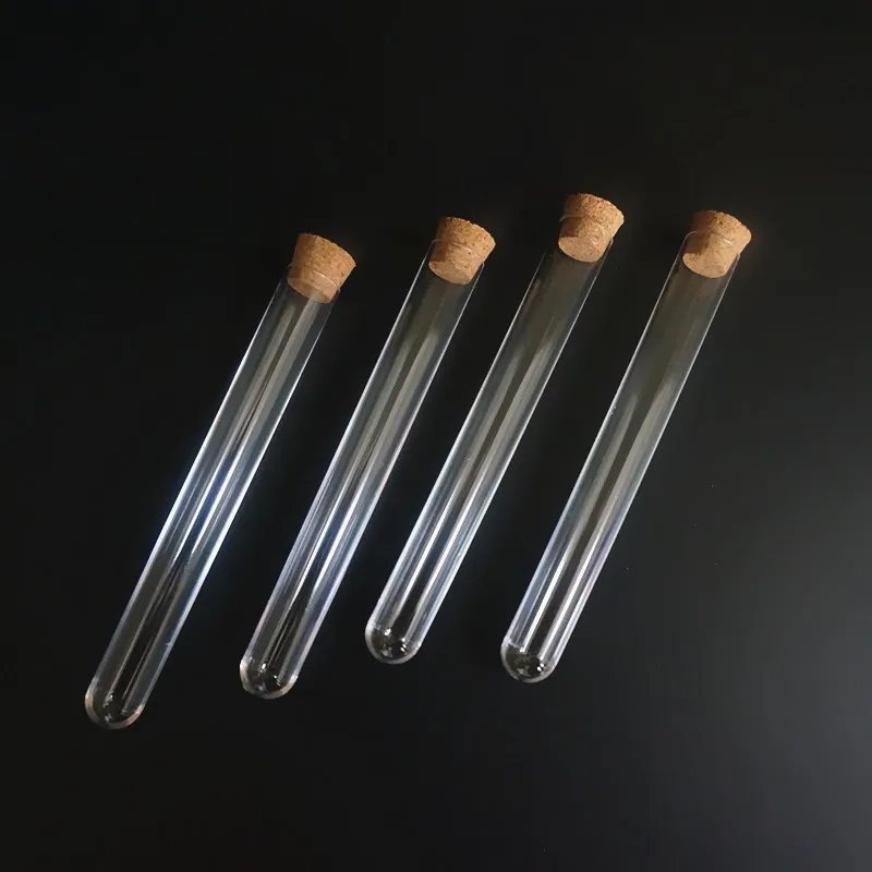 50 шт./упак. 12x100mm Пластик Тесты с пробковой жесткая прозрачная бутылочка свадебной