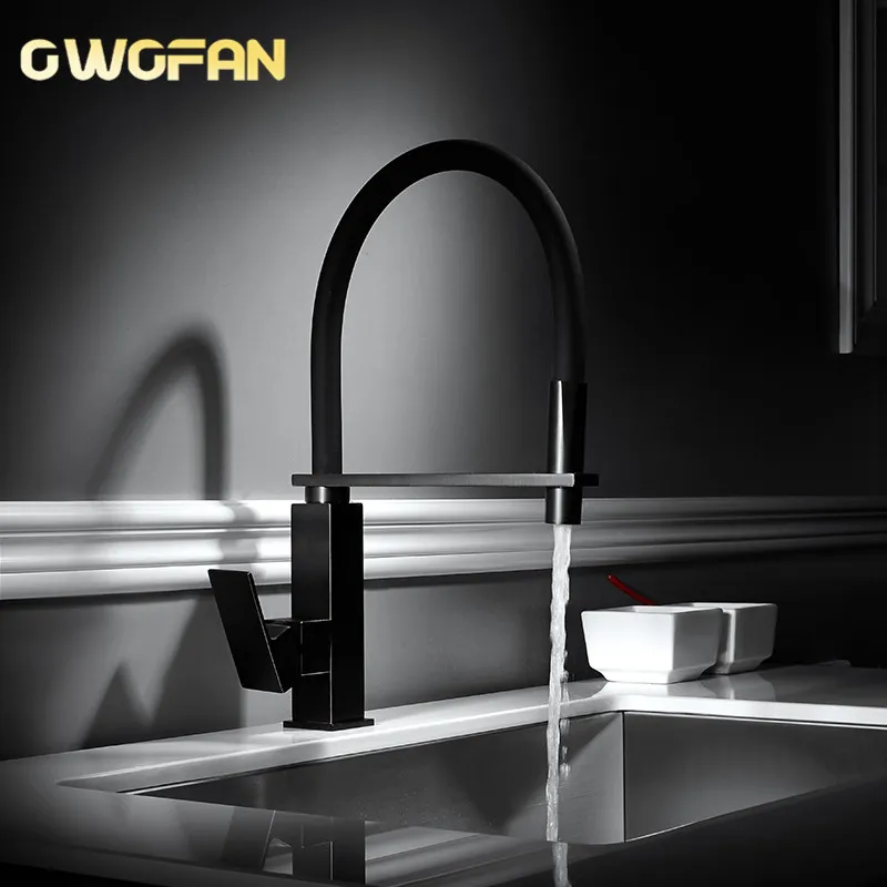 

Kitchen Faucet Brass Single Handle Pull Down Kitchen Tap Durable Single Spouts Swivel 360 Degree Black Sink Water Mixer N22-001