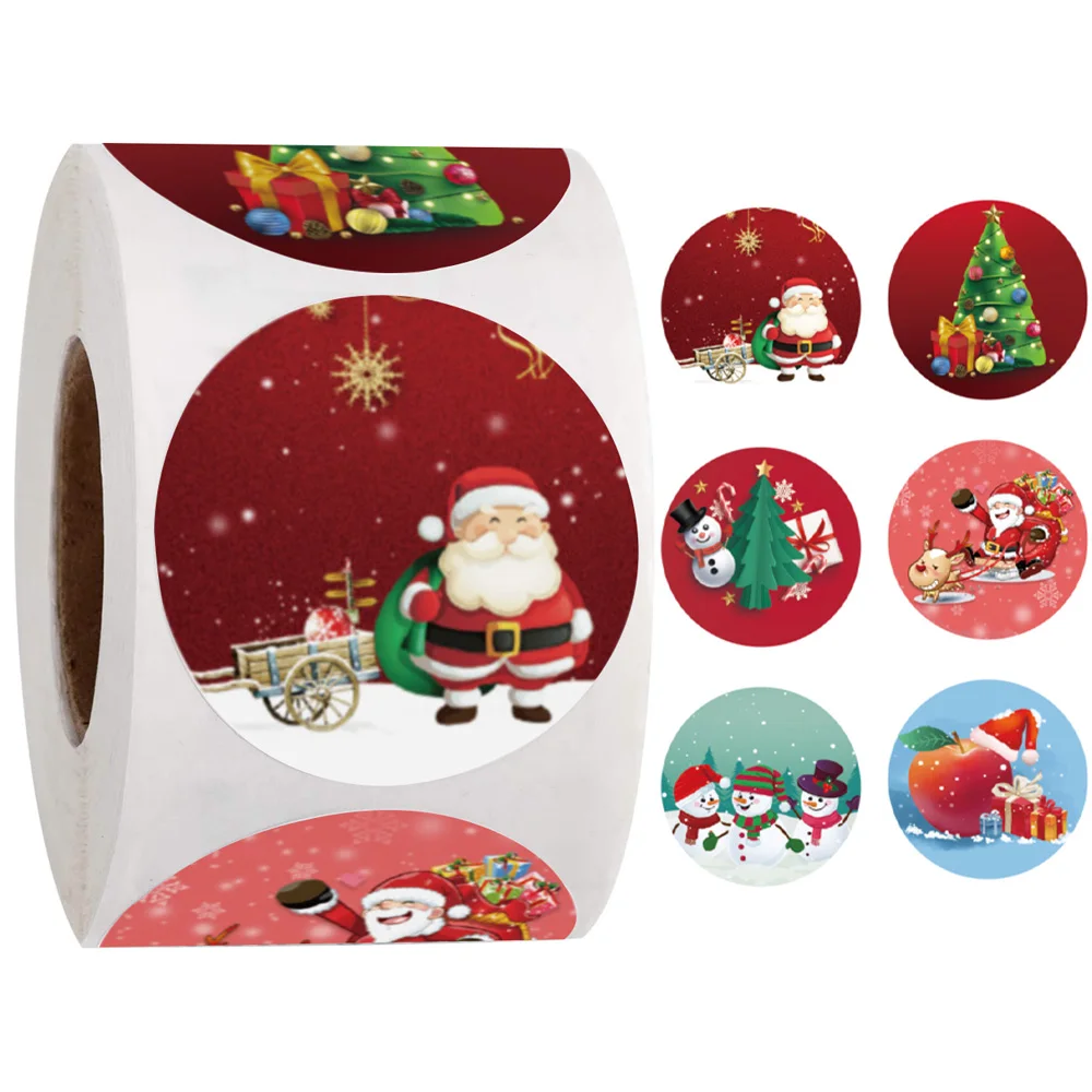 

500pcs/roll christmas sticker cartoon kawaii Santa Claus sticker for party gift box decor labels red stationery sticker