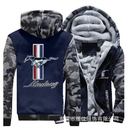

2020 New For Ford Mustang Hoodies Jacket Winter Unisex Casual Wool Liner Fleece Man Coat Mustang 50 Years Sweatshirts Pullover