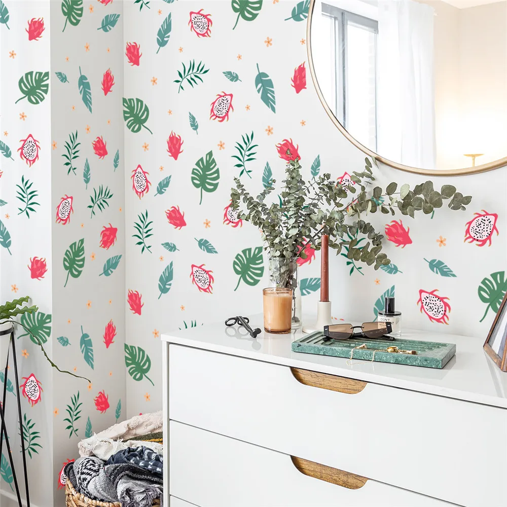

Pitaya 3D Plant Fruit Wall Stickers Green Plant Background Wall Bedroom Decoration Removable Wall Stickers