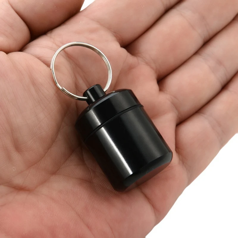 

High Quality Portable WaterProof Mini Aluminum Keychain Storage Box Bottle Case Holder outdoor tools