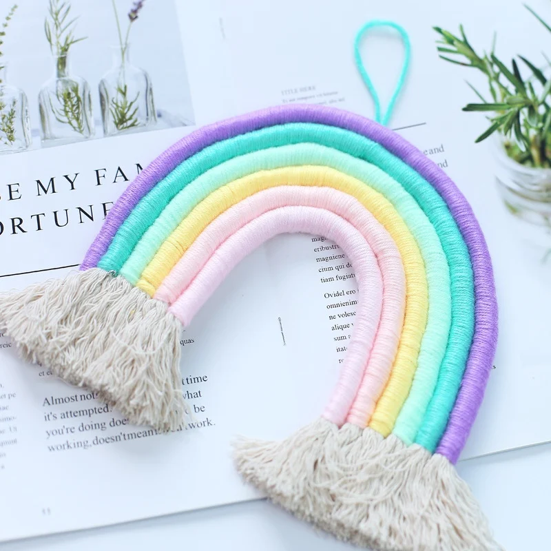 Ручное Тканое кольцо с радугой внутри Настенное подвесное художественное