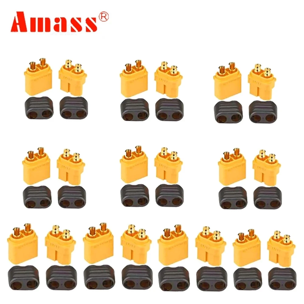 

20 x Amass XT60 XT60H Plug Connector Power Plugs With Sheath Housing 10 Male 10 Female (10 Pair )