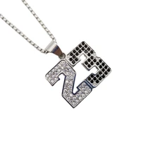 two color number 23 pendant necklace silver color stainless steel black white cz stones 23 number hip hop necklace men blkn0793