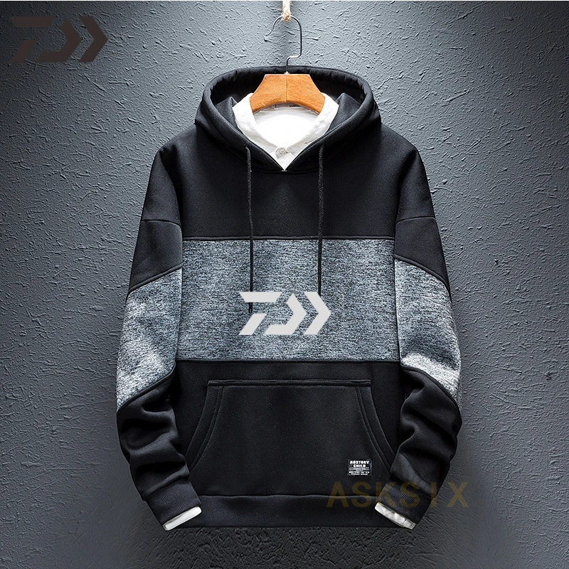 Men's Winter Velvet Daiwa Fishing SweatShirt Thick Hiking Outdoor Sport Hoody Long Sleeve Shirt Clothes | Спорт и развлечения