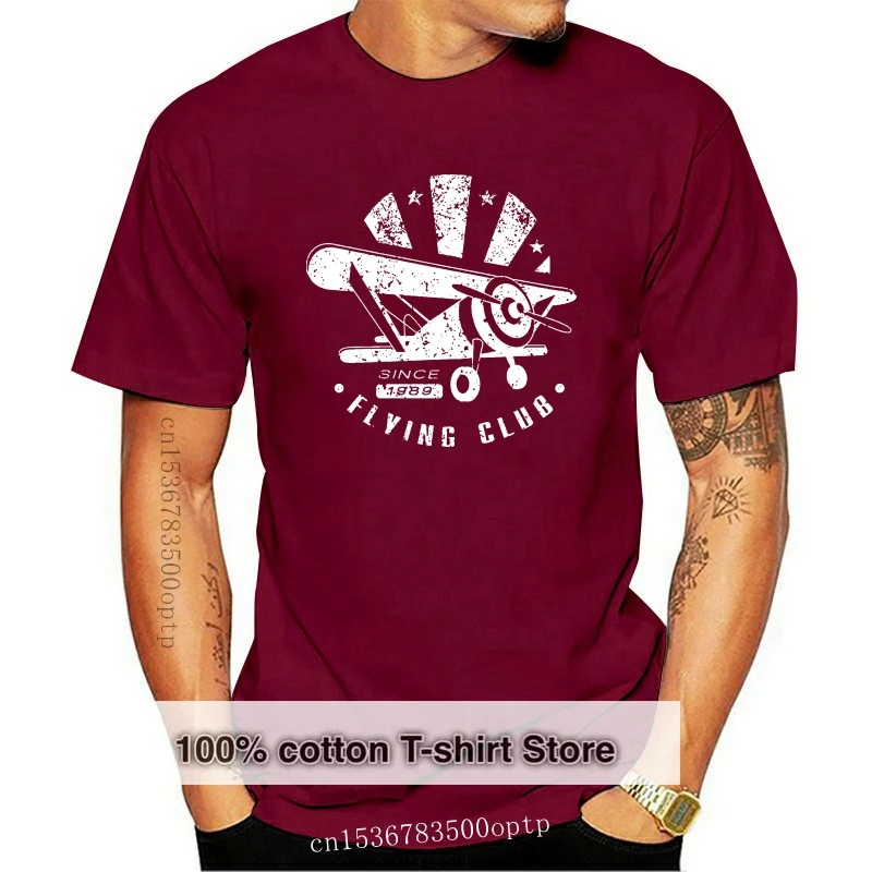 

Vintage Plane Flying Club Soaring Airplane Pilot Men 2020 Spring Slim Fit Men Hipster O-Neck Popular Tops Make My Own T Shirt