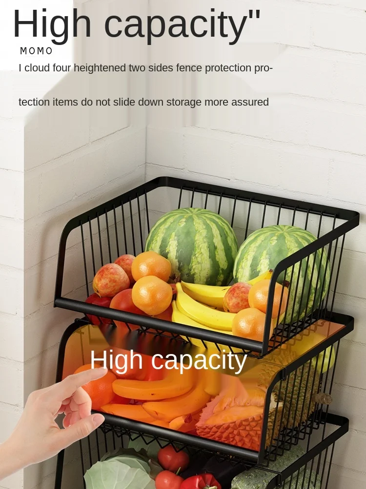 

Kitchen Storage Rack Household Floor Multi-Layer Storage Rack Vegetable Storage Shelf Vegetable Rack Storage Basket Trolley