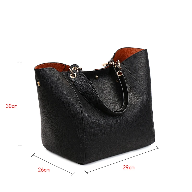 

Luxury Brand 2PCS Big Purse Vintage PU Leather Tote Women Casual Handbag Large Capacity Shoulder Bag Girl Retro Travel Bolsa New