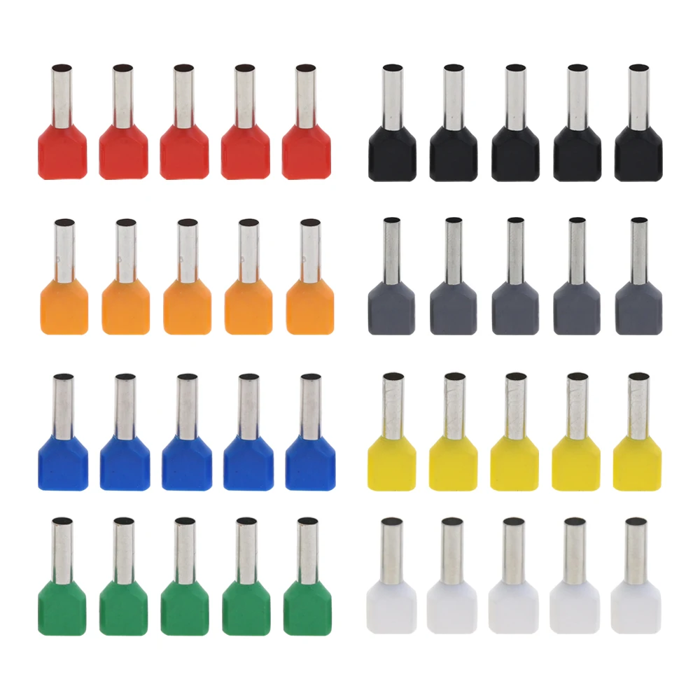 100 шт. двухтрубный изолированный холодный пресс терминал игла многоцветная по