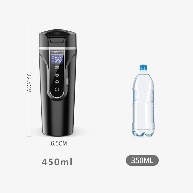 Portable Car Heating Cup Stainless Steel Water Warmer Bottle Kettle Coffee Mug LCD Display Temperature | Автомобили и мотоциклы