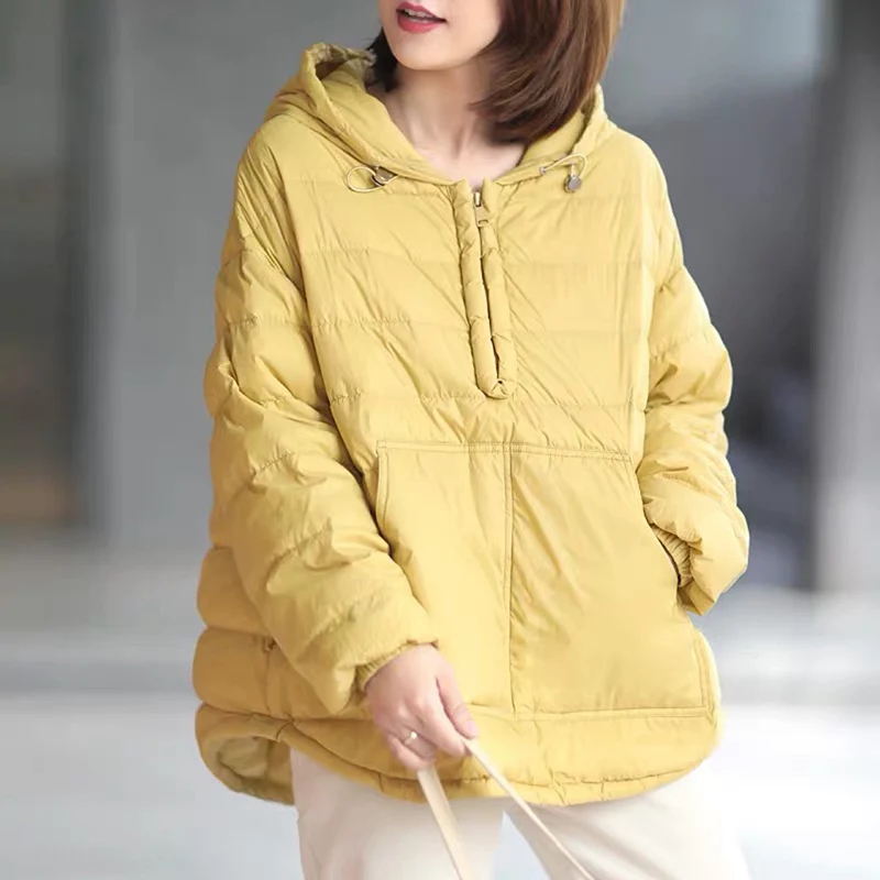 SEDUTMO Winter Oversize Duck Down Coat Women Hoodies Short Casual Warm Jackets Spring Pocket  Basic Parkas ED1471