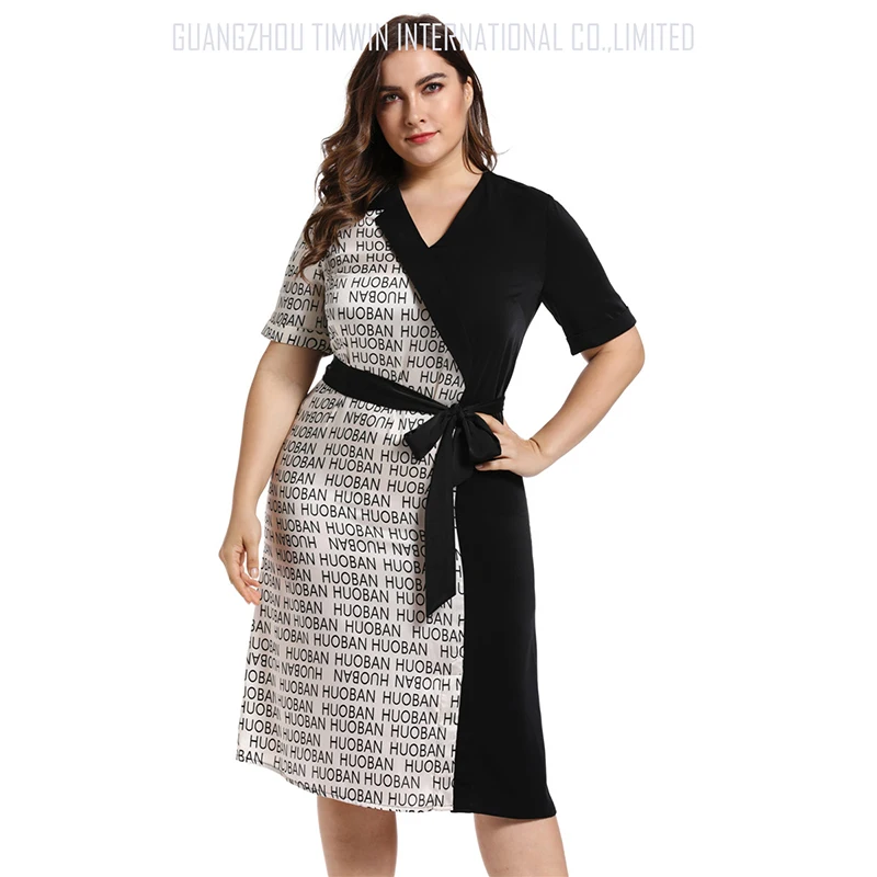 Женское Ассиметричное платье-миди большого размера плюс асимметричное