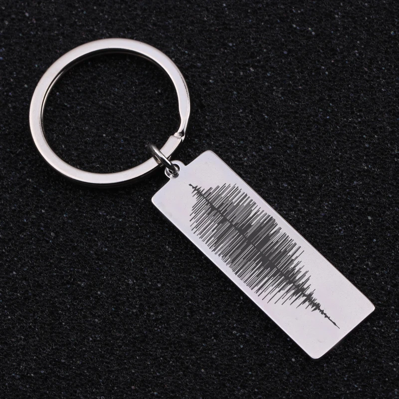 Fashion Recording Wave Keychain Personalized Sound Jewelry For Lover Girlfriend Boyfriend Gift Stainless Steel Key Ring | Украшения и