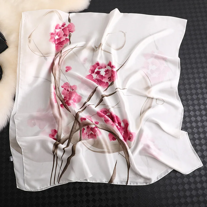 

2020 summer 180x90cm silk Scarves lady winter keep warm Scarf Korean popular Print Beach towel new fashion seaside flower Shawl