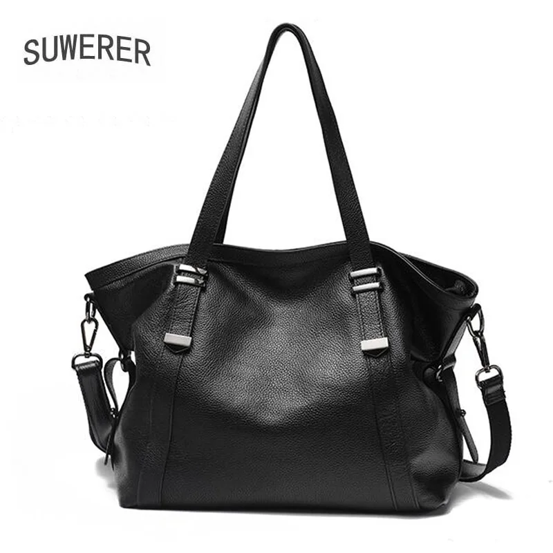 

SUWERER 2020 New Women Genuine Leather bag fashion Luxury handbags Women famous brand cowhide bag women leather shoulder bag